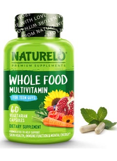 NATURELO Whole Food Multivitamin For Teen Guys Formulated To Help Support Skin Health,Immune Function & Mental Energy - 60 Vegetarian Capsules Dietary Supplements  - Image 1