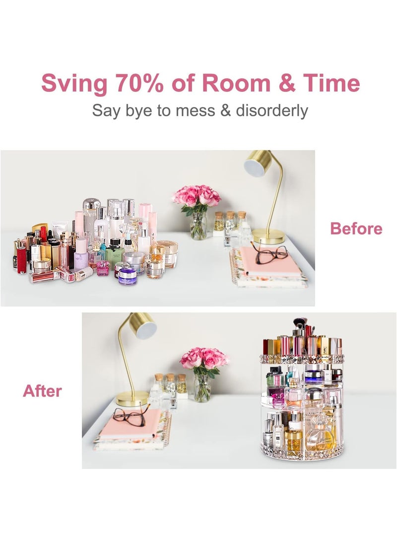 Raxoom Makeup Organizer, 360 Degree Rotating Adjustable Cosmetic Storage Display Case with 8 Layers Large Capacity and Detachable Shelves, Fits Different Types of Cosmetics and Accessories, Plus Size - Image 5