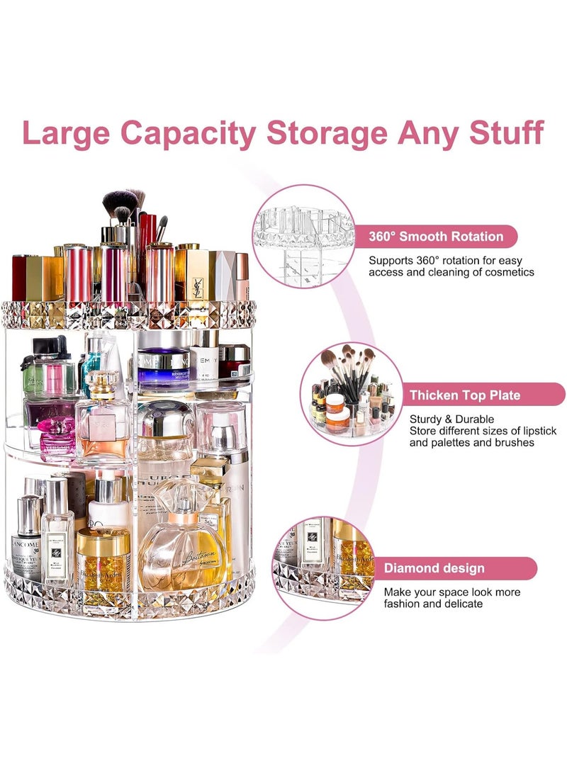 Raxoom Makeup Organizer, 360 Degree Rotating Adjustable Cosmetic Storage Display Case with 8 Layers Large Capacity and Detachable Shelves, Fits Different Types of Cosmetics and Accessories, Plus Size - Image 3