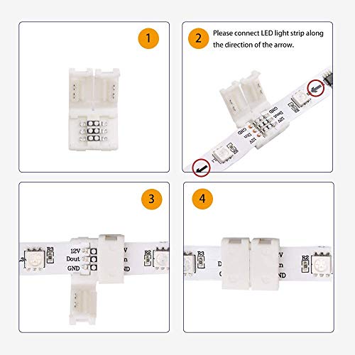 Protium LED Strip Snap Connector for 3 pin type of adddressable LED strips (Streight 10mm Wide) Pack of 10 Pieces, Connect strip to Strip - Image 4