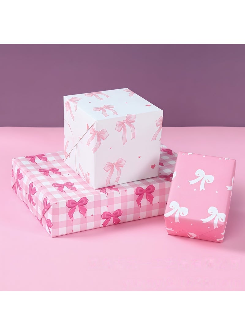 عالم البالونات مجموعة ورق تغليف هدايا مكونة من 6 أوراق بتصميم فيونكات، تتضمن ملصقات شرائط وشريط واشي. إنها مجموعة متينة لتغليف الهدايا، مناسبة لحفلات أعياد الميلاد، وعيد الحب، وحفلات الزفاف، وحفلات استقبال المولود، وحفلات توديع العزوبية، وحفلات التخرج، وغيرها. المقاس: 50 سم × 70 سم. - Image 2