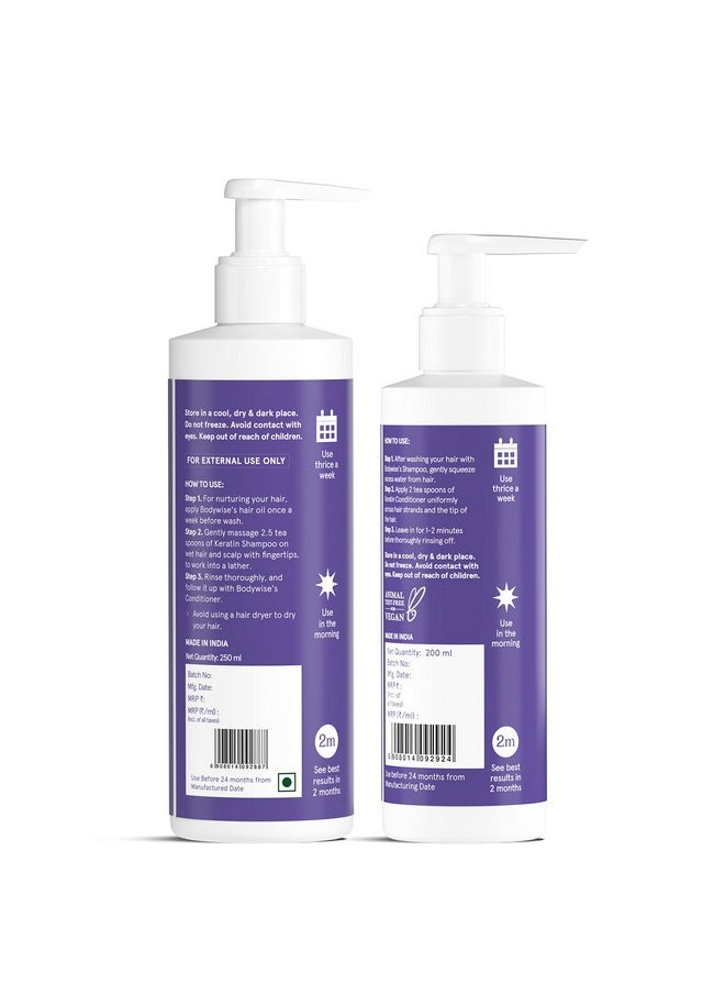 Be Bodywise - Keratin Hair Fall Control Shampoo & Conditioner | Ultra Smoothing Shampoo + Conditioner With Niacinamide, Biotin, Argon Oil, Shea Butter & Caffeine | Paraben & Sls Free, 450Ml. - Image 1