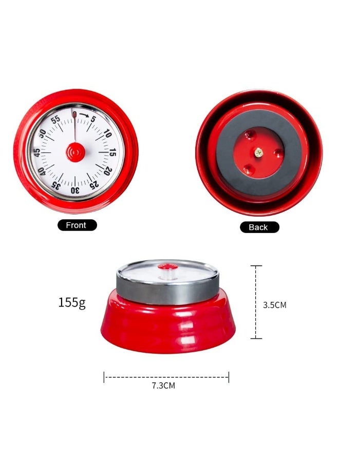 Mechanical Kitchen Countdown Timer with Magnetic Back 60-Minute Visual Timer for Kids, Toddlers, Teachers, Time Management Tool for Classroom, Study (Red) - Image 3