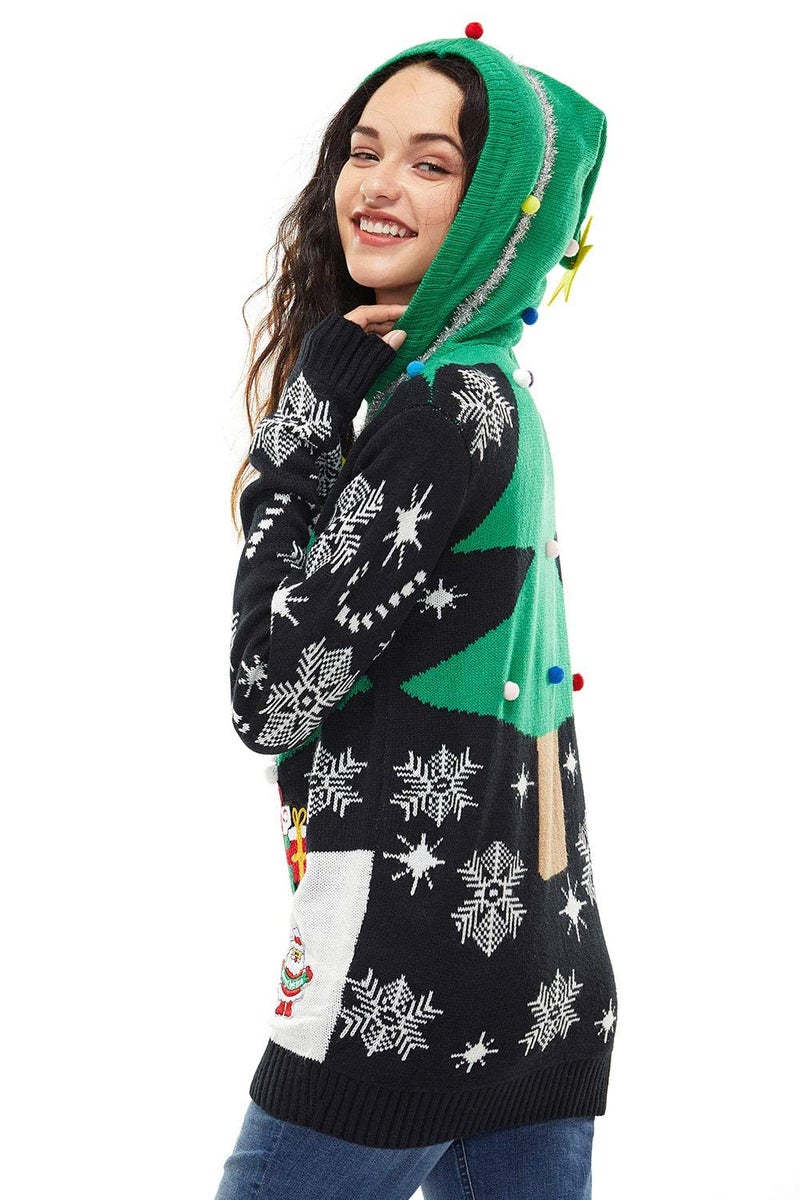 U LOOK UGLY TODAY Women Ugly Christmas Hoodie for Adult Men`s Unisex Xmas Hooded Sweater Pullover for Party Festive A Season Star was Born Large - Image 3