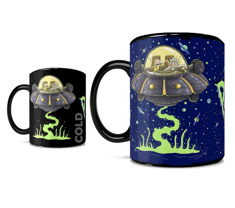 Morphing Mugs Rick and Morty Trippy Space Cruiser One 16 oz Heat Sensitive Clue Mug Full Image Revealed When HOT Liquid Is Added
