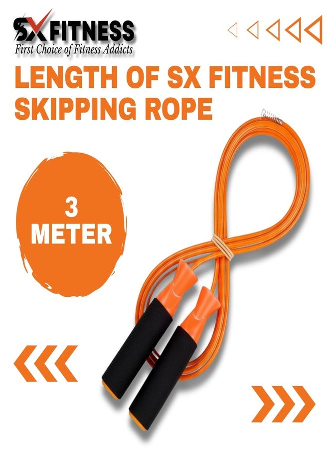 إس إكس حبل قفز قياسي SX بمقبض برتقالي مريح من مادة PVC لتخفيف الوزن/الإحماء/النادي الرياضي/الرياضة واللياقة البدنية. - Image 3