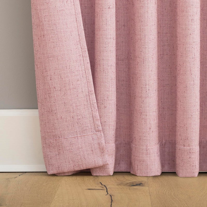 Sun Zero Roxy Generation Slub Texture Tacked Bow Semi-Sheer Tie Top Curtain Panel, 50" x 63", Pink - Image 3