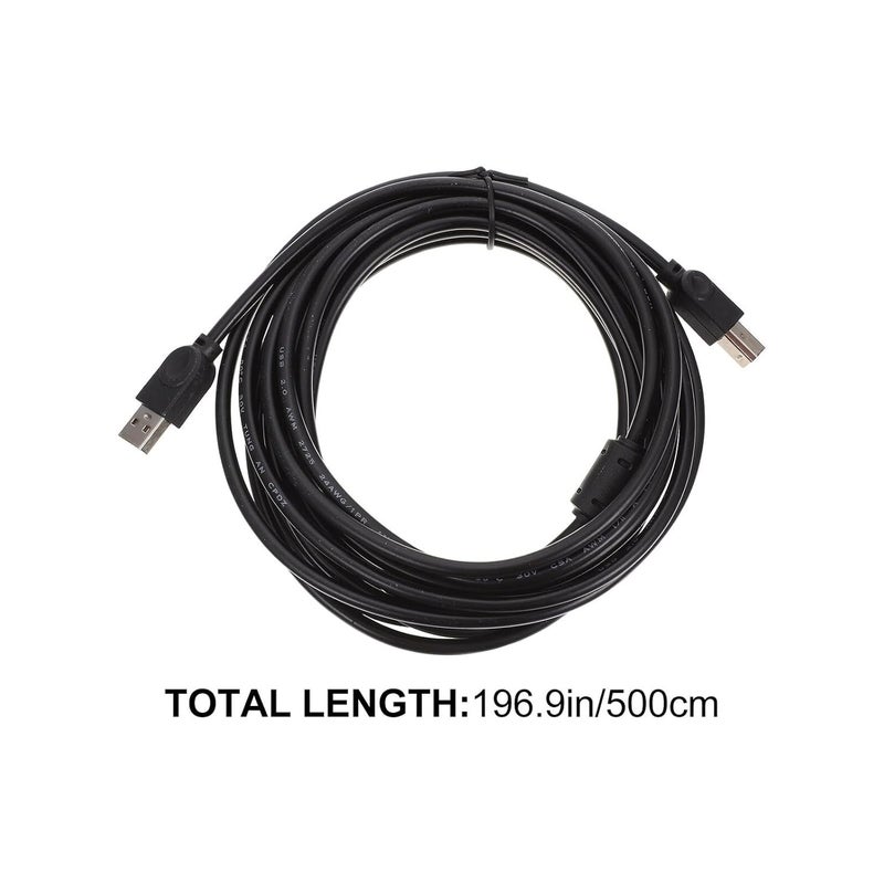 كابل USB عالمي للطابعات KICHOUSE بنواة نحاسية، طوله 5 أمتار، لونه أسود، مناسب لآلات الطباعة والماسحات الضوئية في المكاتب، يتوافق مع أجهزة الكمبيوتر ويدعم تقنية USB 2.0 لنقل البيانات. - Image 2