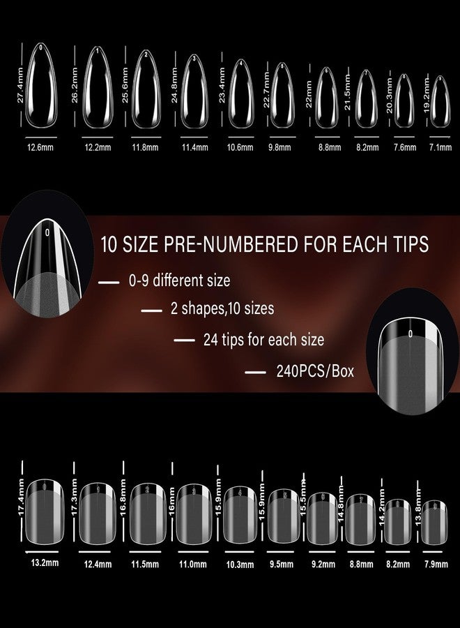 ELLEWIN Nail Tips Clear False Nails Full Cover for Acrylic Nails Kit Pre-Shape for Salon Home DIY Gifts transparent-480pcs - Image 5