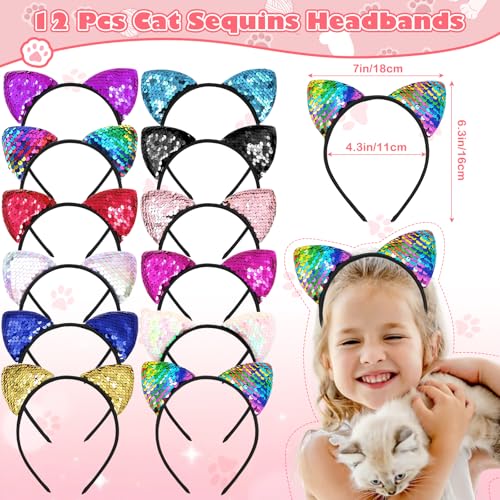 SNLN Cat Party Favors Birthday Supplies for Girls Sequin Headband Squishy Toy Keychain Tattoo Sticker Stamper Slap Bracelet Cat Sticker Goodie Bag Stuffer Kids Cat Birthday Party Supplies Decorations - Image 5