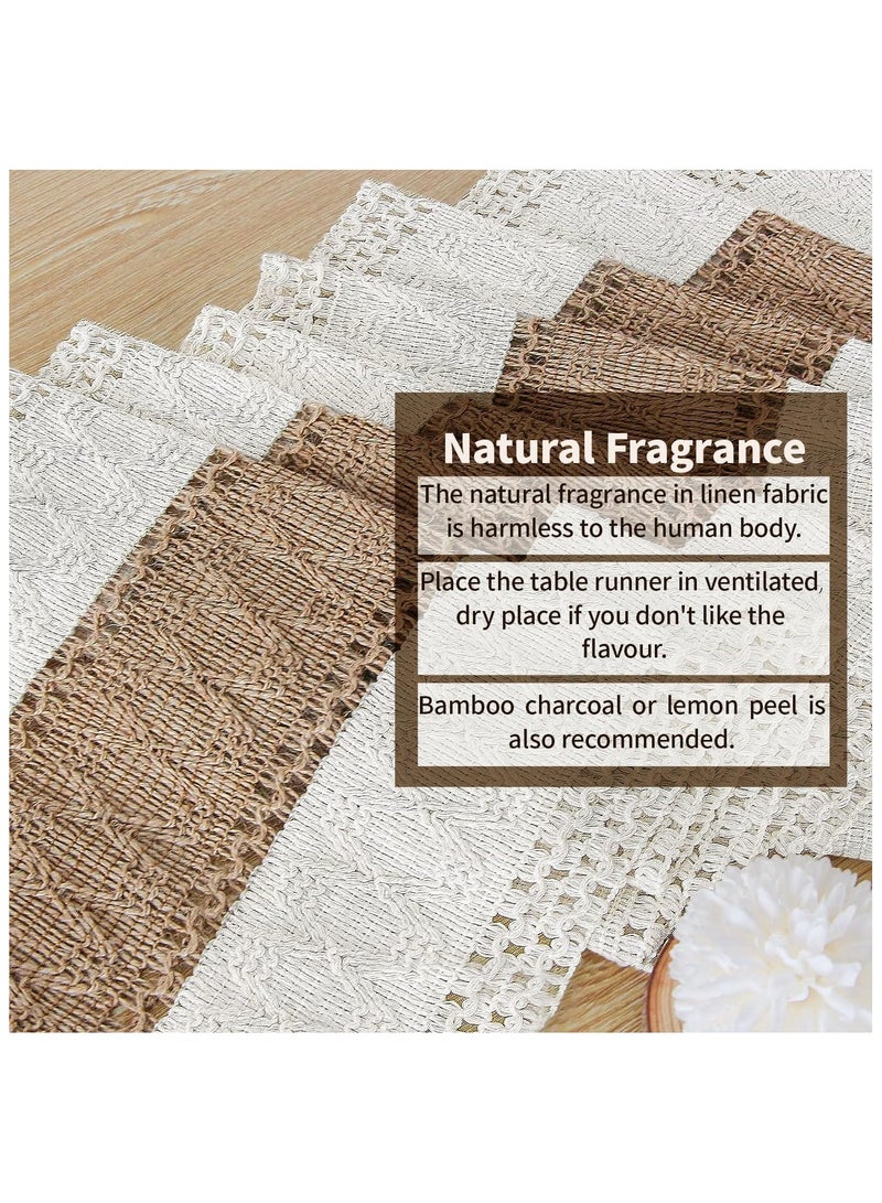 جيج بي في عداءة طاولة بوهو بطول 72 بوصة مع شرابات ديكور منزلية منزلية وكريمة ريفية وبنية مكرامية عداءة طاولة لتناول الطعام وغرفة نوم طفل وحمام زفاف ديكور (12×72 بوصة) - Image 3