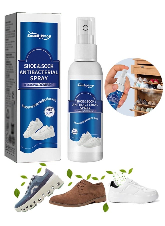 SOUTH MOON Shoe Deodorizer Spray - Natural Shoe Deodorizer Spray Refreshing Foot Spray Odor Remover Muti Purpose Foot Odor for Shoes Sneakers Boots Sandals Shoe Shock Antibacterial Spray Shoe And Socks Freshener  - Image 1