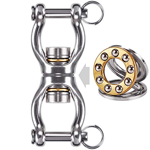 Dolibest SUS304 Silent Bearing Swing Swivel, Tire Swing Swivel with 2 Removeable Buckle for Web Tree Swing, Aerial Dance, Swing Yoga Swing Sets, 770LB Capacity - Image 1