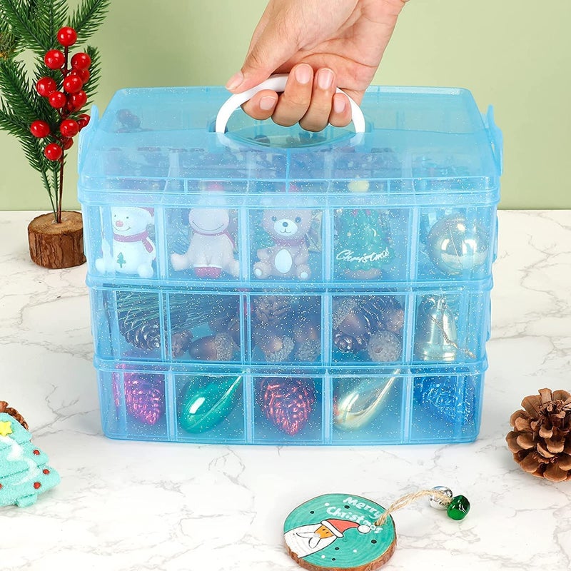 JEMICA 30 Grid Plastic Multi Utility Storage Box with 3 Removable Layers Storage Box Detachable Box Organizer Case for Jewellery Sewing Button Earrings 30 Grid Multicolor Multicolor - Image 5
