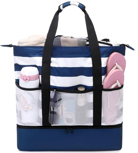 JIANYA Beach Bag Women Waterproof Sandproof Beach Tote Bags with Cooler Top Zipper Large Totes for Beach Pool Travel Daily - Image 1