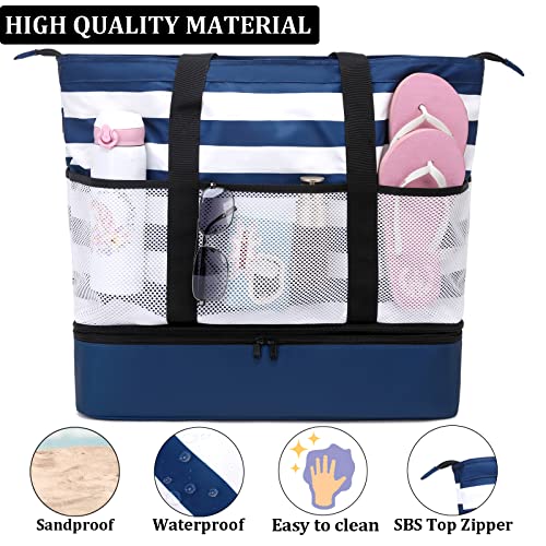 JIANYA Beach Bag Women Waterproof Sandproof Beach Tote Bags with Cooler Top Zipper Large Totes for Beach Pool Travel Daily - Image 5
