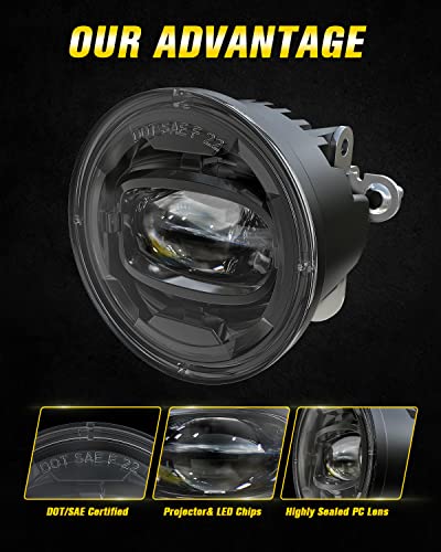 4X4FLSTC LED Fog Lights Assembly Replacement Compatible with 2001-2006 Chevy Tahoe Z71 and Suburban Z71 1500, 1994-2003 Pontiac Grand Prix, 2000-2005 Pontiac Sunfire DOT Approved Bumper Driving light - Image 3