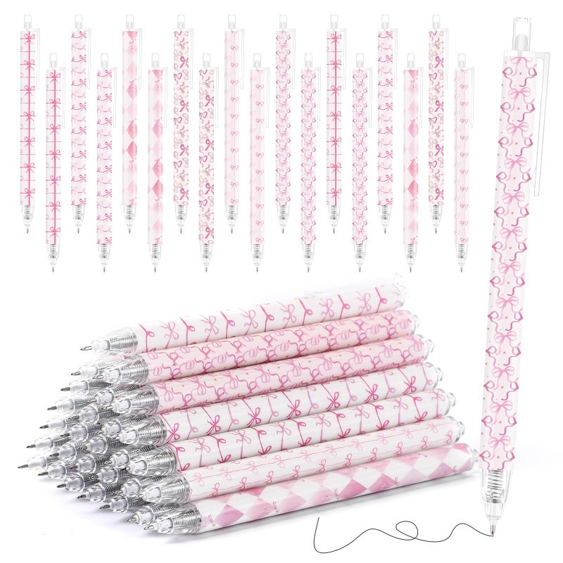 Jetec 60 Pcs Pink Bow Ballpoint Pens Sets Coquette Bow School Supplies for Girls Coquette Aesthetic Retractable Pens Pink Preppy Girly Stuff Cute Back to School Supplies Goodie Bag Fillers for Student - Image 1