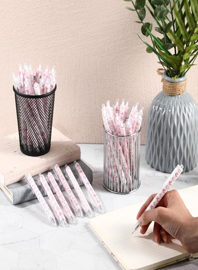 Jetec 60 Pcs Pink Bow Ballpoint Pens Sets Coquette Bow School Supplies for Girls Coquette Aesthetic Retractable Pens Pink Preppy Girly Stuff Cute Back to School Supplies Goodie Bag Fillers for Student - Image 3