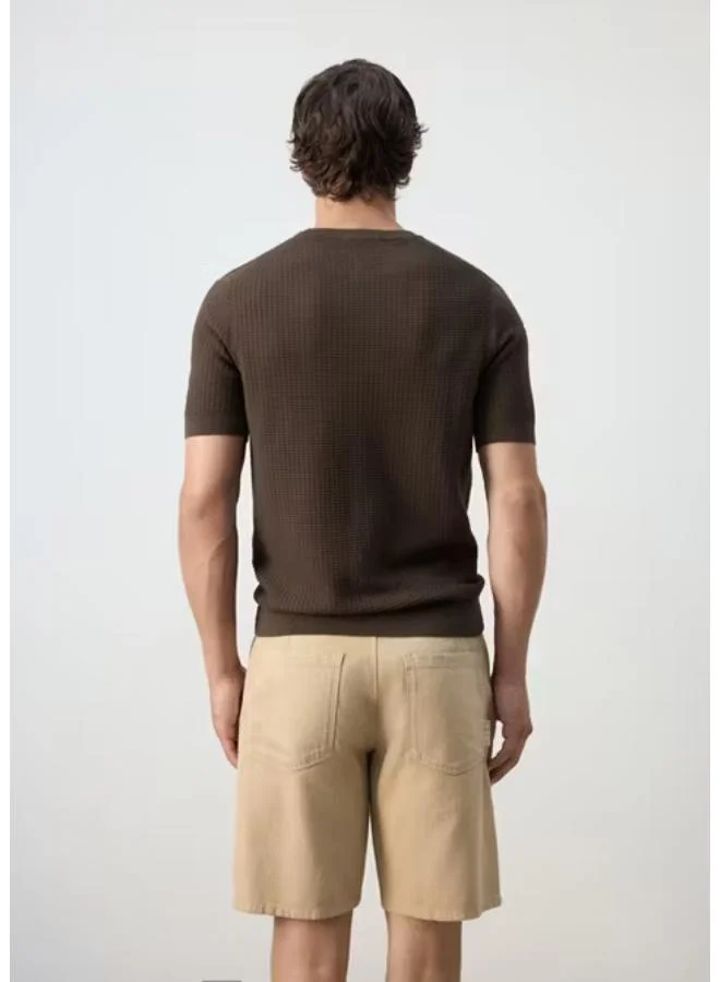 Mango Man 30-MARRON 100% Cotton Knitted T-Shirt for Men | Best Price UAE