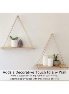 Home Gallery Floating Wall Swing Rope Storage Shelves Beige 2 Shelves 40x15 cm  - Image 5