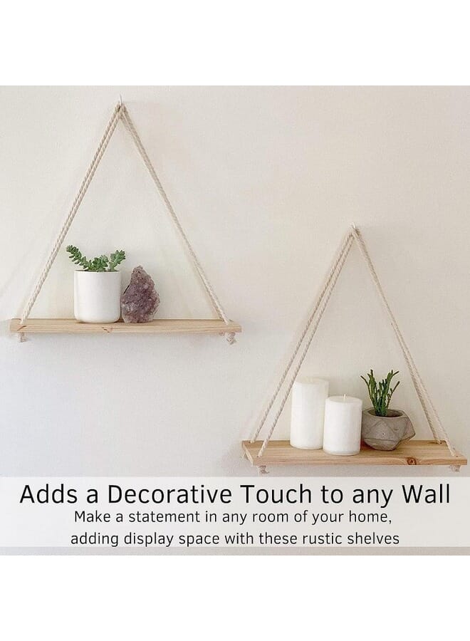 Home Gallery Floating Wall Swing Rope Storage Shelves Beige 2 Shelves 40x15 cm - Image 1