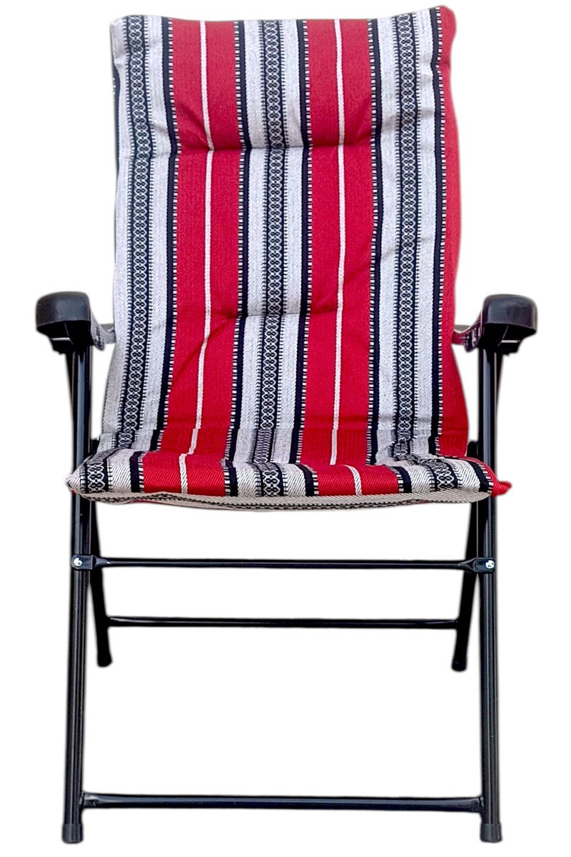 GO2CAMPS Folding Camping Chair with Cusion Premium Quality | Sadu Chair | Beach Chair | Garden Chair | Fishing Chair | Travel Chair | Picnic Chair-Premium Arabic Traditional Sadu Camping Chair – Durable Padded Cotton Cushion Seat with Cozy Armrests – Foldable Majlis Style for Desert Travel, Outdoor Picnics, BBQs & Cultural Gatherings - Image 2