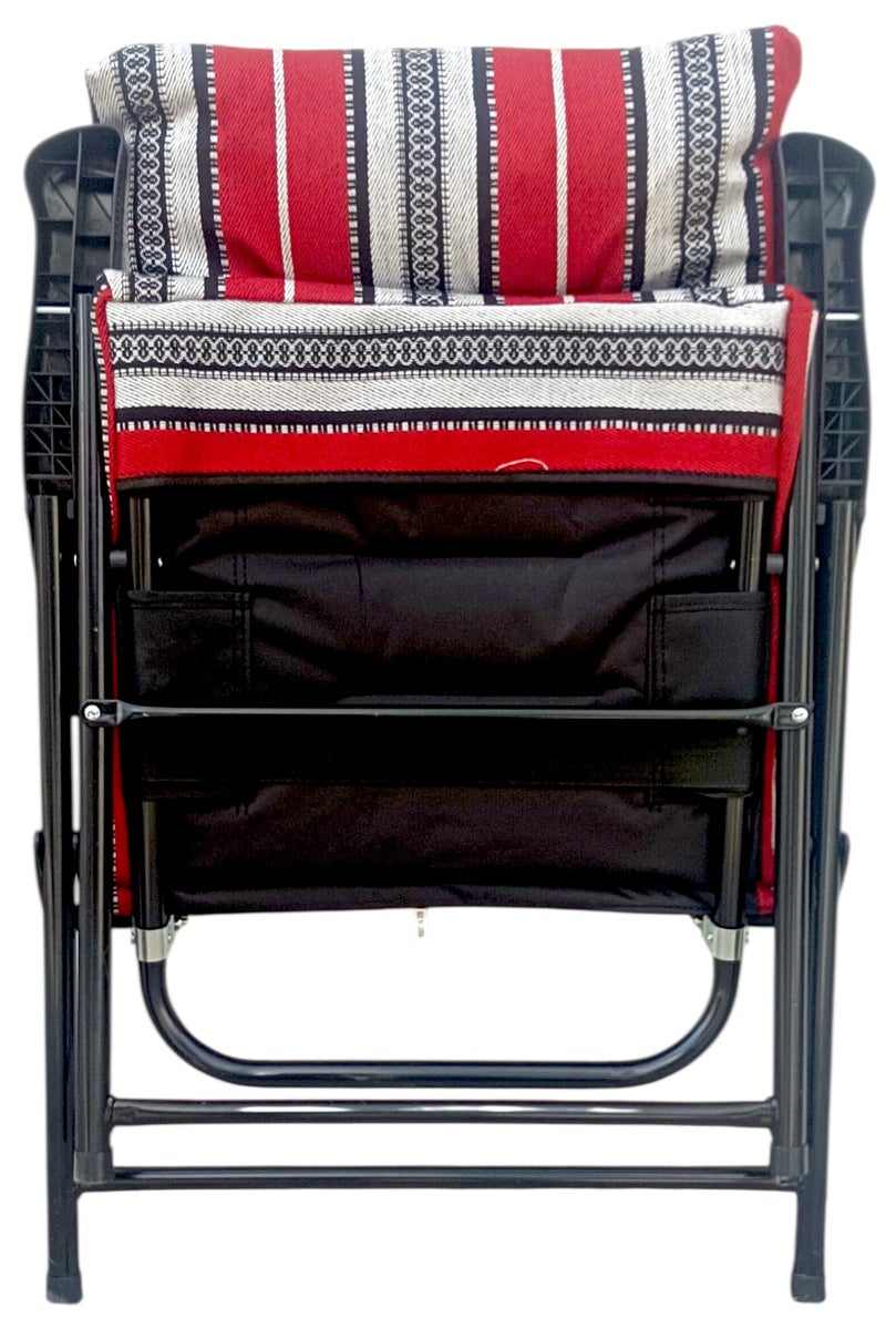 GO2CAMPS Folding Camping Chair with Cusion Premium Quality | Sadu Chair | Beach Chair | Garden Chair | Fishing Chair | Travel Chair | Picnic Chair-Premium Arabic Traditional Sadu Camping Chair – Durable Padded Cotton Cushion Seat with Cozy Armrests – Foldable Majlis Style for Desert Travel, Outdoor Picnics, BBQs & Cultural Gatherings - Image 4