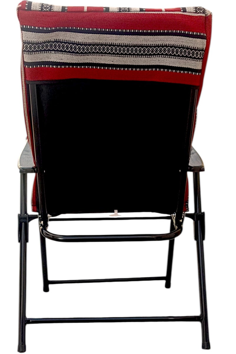GO2CAMPS Folding Camping Chair with Cusion Premium Quality | Sadu Chair | Beach Chair | Garden Chair | Fishing Chair | Travel Chair | Picnic Chair-Premium Arabic Traditional Sadu Camping Chair – Durable Padded Cotton Cushion Seat with Cozy Armrests – Foldable Majlis Style for Desert Travel, Outdoor Picnics, BBQs & Cultural Gatherings - Image 3