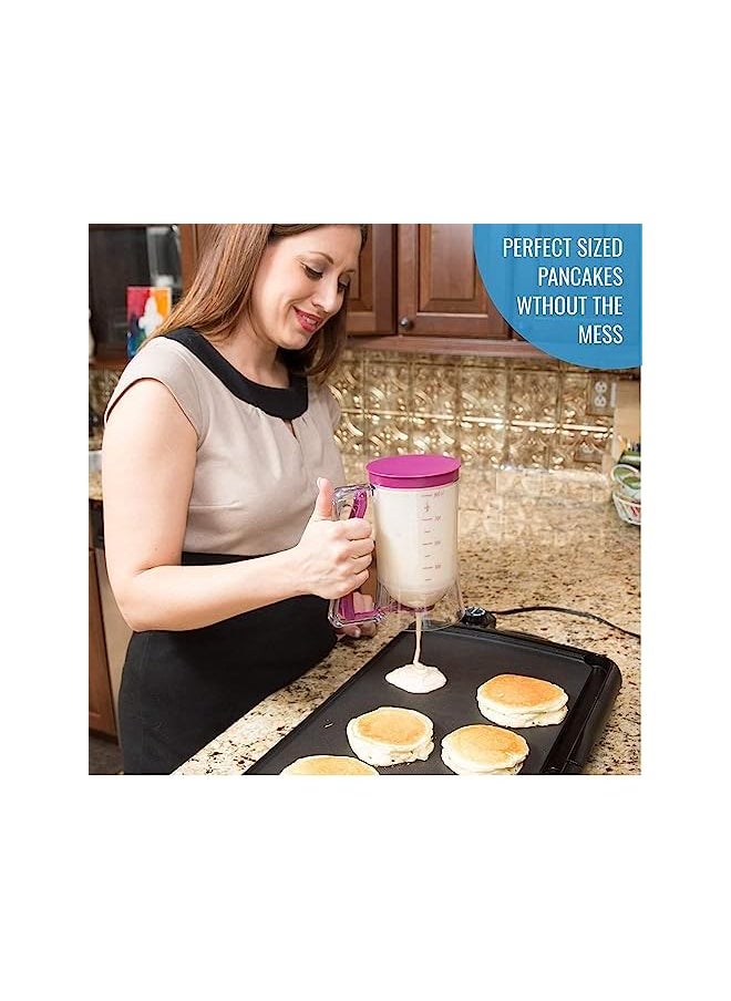 GOLDEN HERITAGE - 900ML Pancake Batter Dispenser,Handheld Cream Separator Perfect DIY Baking Tool Bakeware Maker with Squeeze Handle Measuring Label for Cupcakes,Muffin Mix,Waffles,Crepes or Any Baked Goods - Image 1