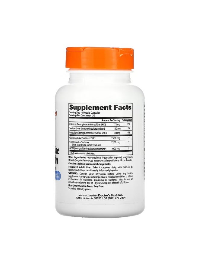 دكتورز بست Glucosamine Chondroitin MSM with OptiMSM 120 Veggie Caps - Image 2