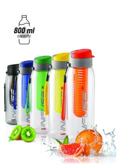 Infuse Plastic Water Bottle with Infuser, 800ml, Set of 2, Assorted