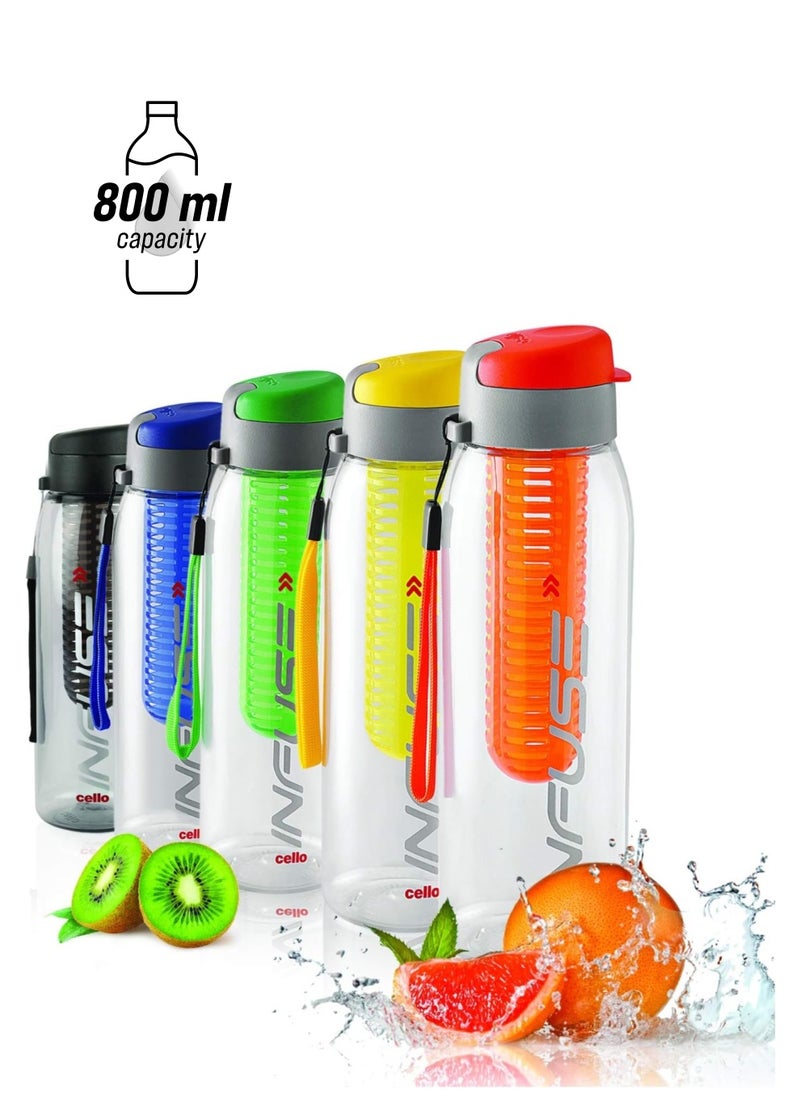 Cello - Infuse Plastic Water Bottle with Infuser, 800ml, Set of 2, Assorted - Image 1