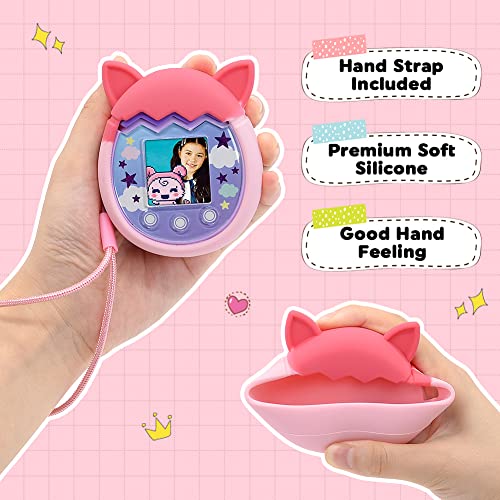 Winceed Silicone Case for Tamagotchi Pix Virtual Pet Game Machine, Protective Cover for Tamagotchi Pix Sleeve Protector Skin with Hand Strap (Pink) - Image 5