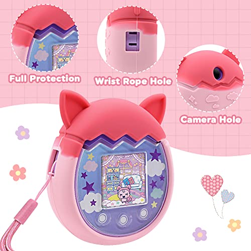 Winceed Silicone Case for Tamagotchi Pix Virtual Pet Game Machine, Protective Cover for Tamagotchi Pix Sleeve Protector Skin with Hand Strap (Pink) - Image 3