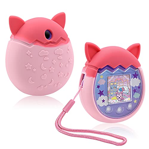 Winceed Silicone Case for Tamagotchi Pix Virtual Pet Game Machine, Protective Cover for Tamagotchi Pix Sleeve Protector Skin with Hand Strap (Pink) - Image 1