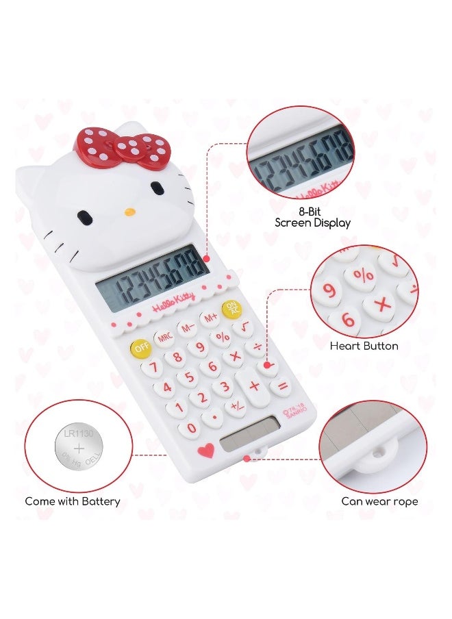 Generic Cute hello Kitty calculator, 5.9 * 2.6 inches, powered by battery (included) 8-digit LCD display, kids calculator, school calculator, mini calculator, cartoon calculator, handheld calculator  - Image 3