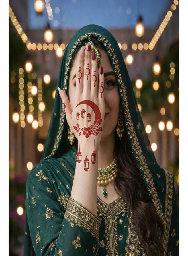 تصميم حناء جميل على شكل هلال من فانفاتي، مثالي لعيد الفطر. - Image 4