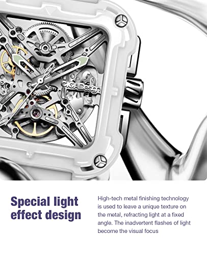 CIGA Design Watches for Womens Mechanical Automatic X Series - Machina Fashion Wild Wrist Accessories Sapphire Crystal Analog Skeleton Watches with Silicone and Nylon Strap (White - Iron Box Version) - Image 4