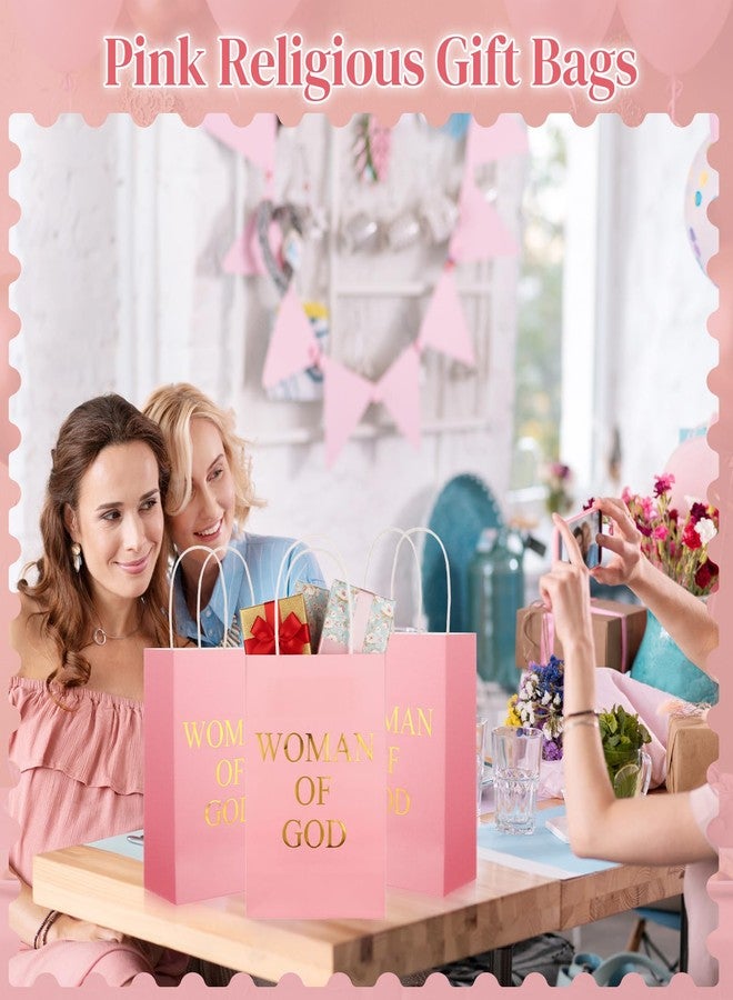 ForraFun 30 Pcs Christian Gift Bags Pink Gifts Bag for Women Religious Paper Bags for Women Woman Of God Motivational Goodie Bag Church Gift Church Activities - Image 3