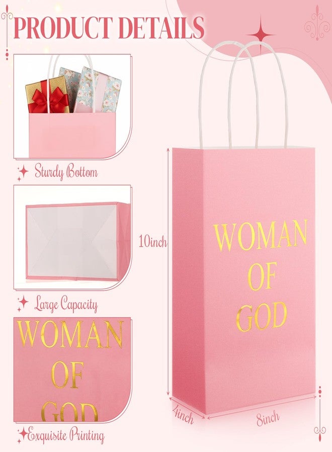 ForraFun 30 Pcs Christian Gift Bags Pink Gifts Bag for Women Religious Paper Bags for Women Woman Of God Motivational Goodie Bag Church Gift Church Activities - Image 2