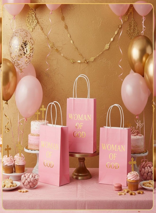 ForraFun 30 Pcs Christian Gift Bags Pink Gifts Bag for Women Religious Paper Bags for Women Woman Of God Motivational Goodie Bag Church Gift Church Activities - Image 4