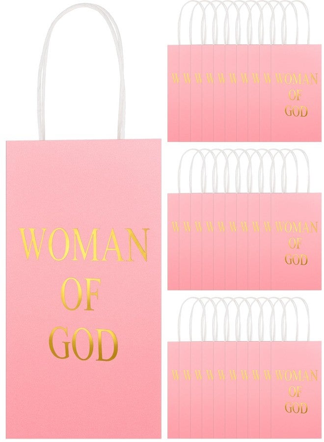 ForraFun 30 Pcs Christian Gift Bags Pink Gifts Bag for Women Religious Paper Bags for Women Woman Of God Motivational Goodie Bag Church Gift Church Activities - Image 1