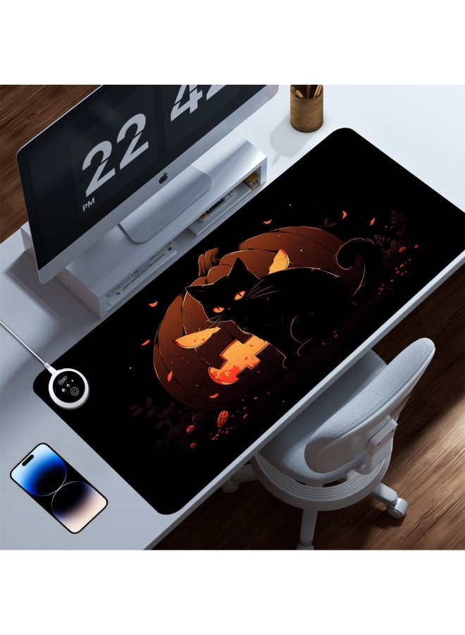 Loquat Large Dirty-Resistant Mouse Pad DIY  Funny Gift Leather Warm Table Mat Office Game Dual-Use Heating Pad-Color:330x800x2mm-Pattern:Black - Image 2