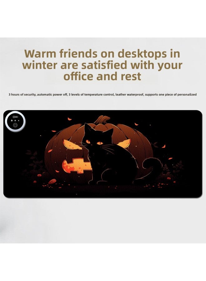 Loquat Large Dirty-Resistant Mouse Pad DIY  Funny Gift Leather Warm Table Mat Office Game Dual-Use Heating Pad-Color:330x800x2mm-Pattern:Black - Image 4