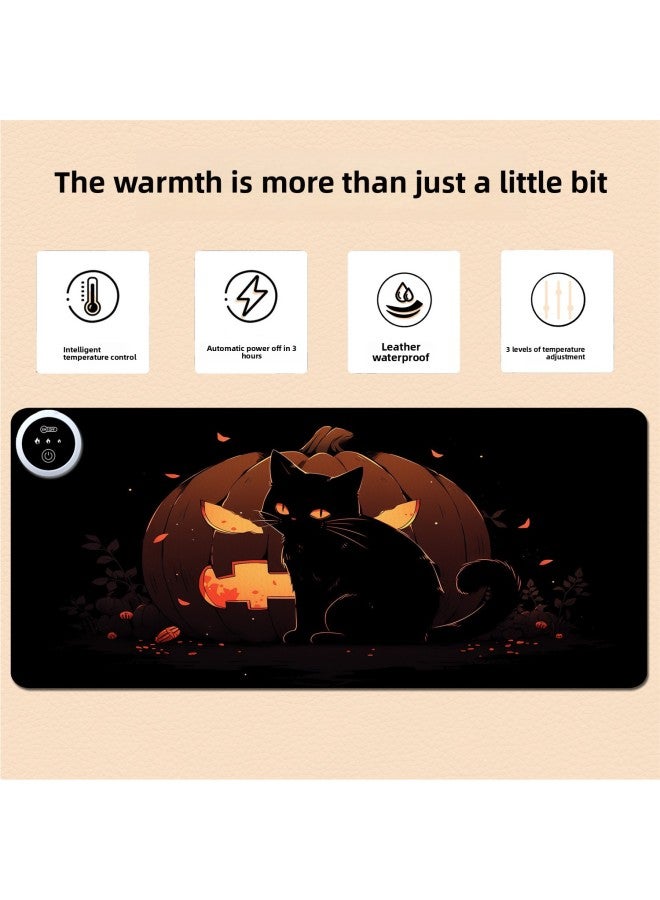 Loquat Large Dirty-Resistant Mouse Pad DIY  Funny Gift Leather Warm Table Mat Office Game Dual-Use Heating Pad-Color:330x800x2mm-Pattern:Black - Image 3