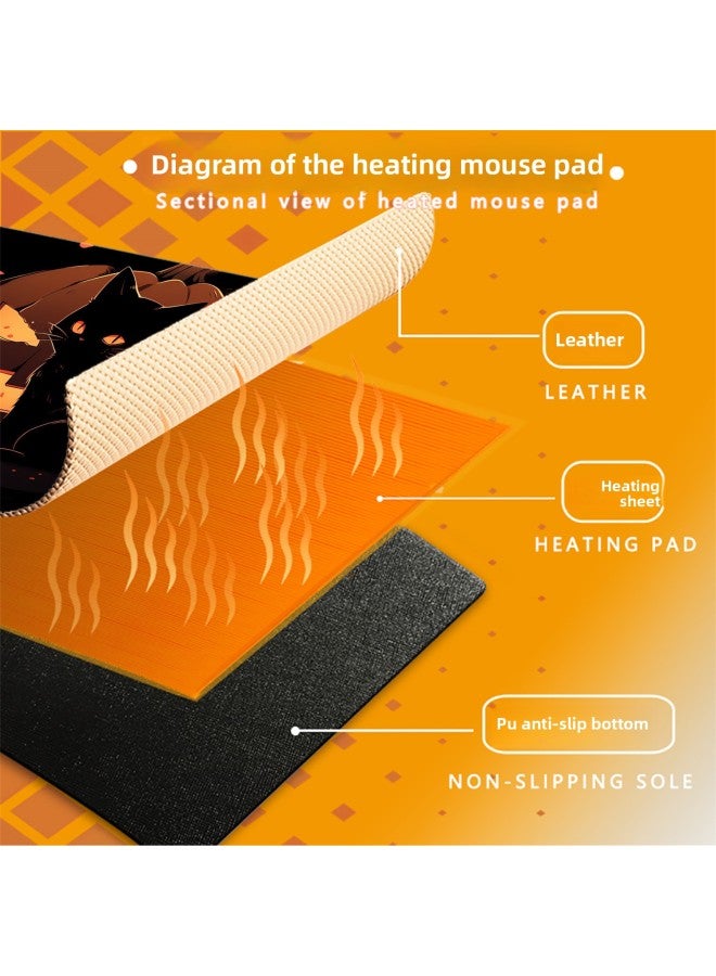 Loquat Large Dirty-Resistant Mouse Pad DIY  Funny Gift Leather Warm Table Mat Office Game Dual-Use Heating Pad-Color:330x800x2mm-Pattern:Black - Image 5