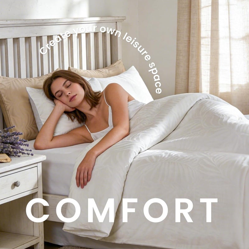 Simple&Opulence 100% Cotton Duvet Cover - Luxury Hotel Collection Cooling Comforter, Soft & Cozy, Breathable Bedding Set for All Season, 3 Pieces, 1 Duvet Cover and 2 Pillow Shams(Double, White) - Image 4