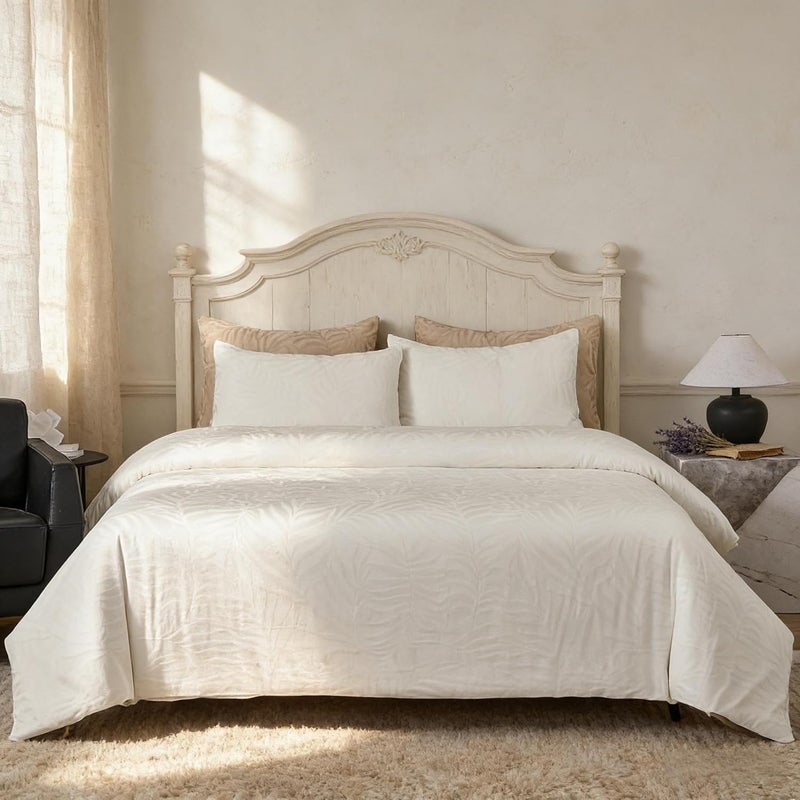 Simple&Opulence 100% Cotton Duvet Cover - Luxury Hotel Collection Cooling Comforter, Soft & Cozy, Breathable Bedding Set for All Season, 3 Pieces, 1 Duvet Cover and 2 Pillow Shams(Double, White) - Image 3