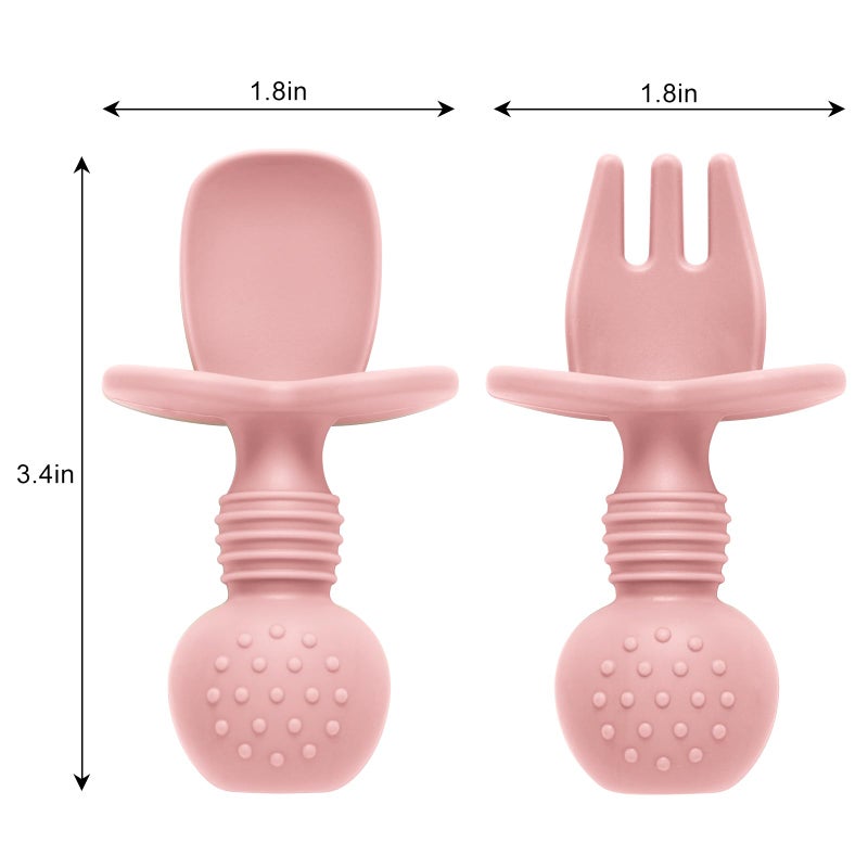 Eascrozn Silicone Feeding Set, 2 Pack Divided Toddler Plates with Suction, 2 Pack Utensils - Spoons & Forks, BPA Free, Baby Led Weaning Supplies - Image 5